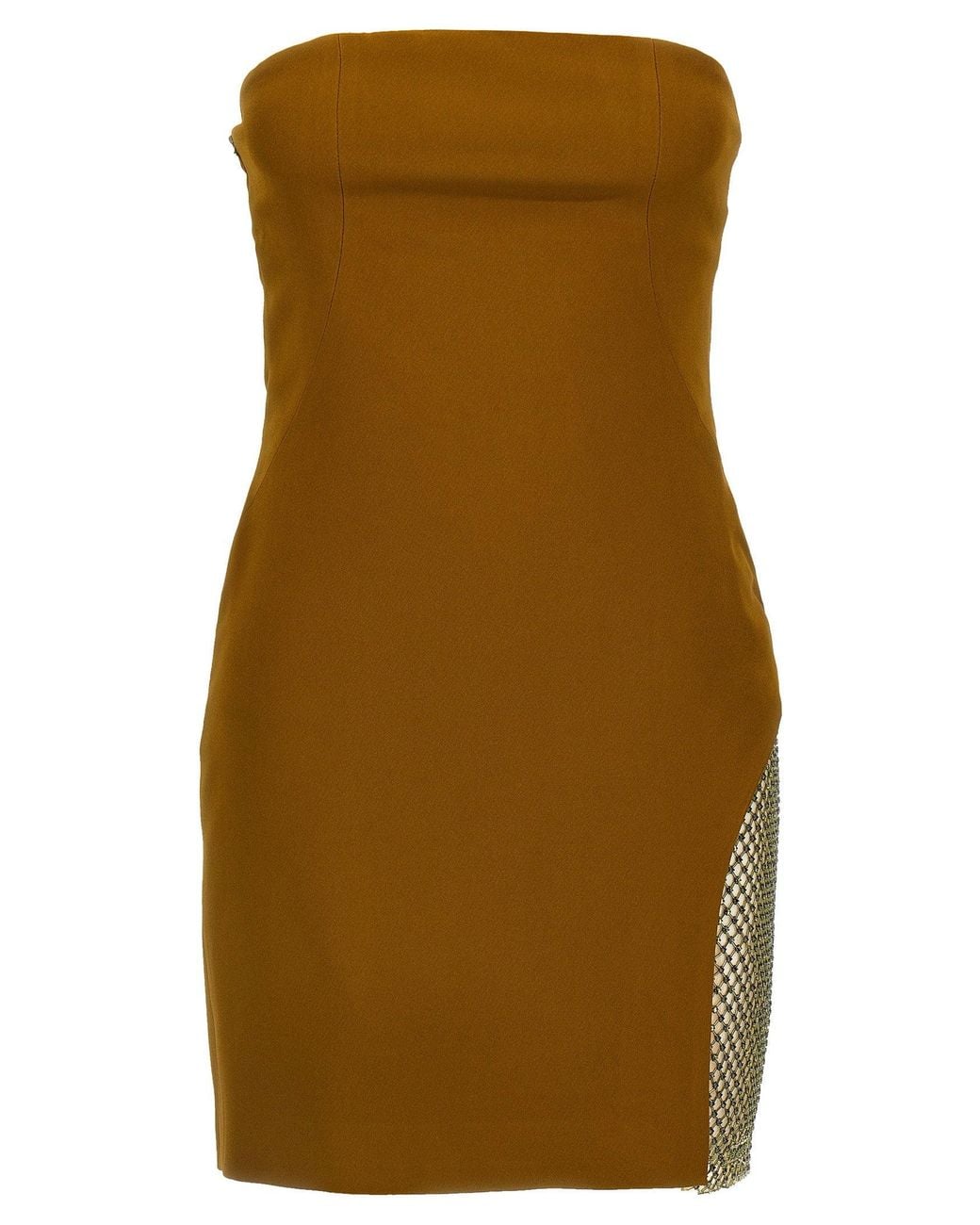 The Attico Natural Sequin-Embellished Mesh Insert Dress