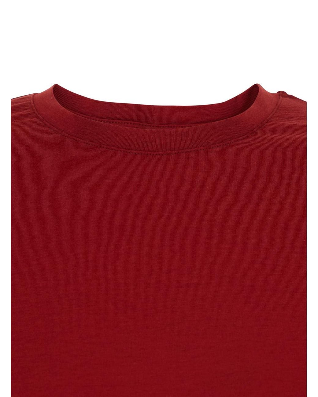 Totême Red T-Shirt Crew Neck Long Sleeve Lyocell T-Shirts & Jerseys