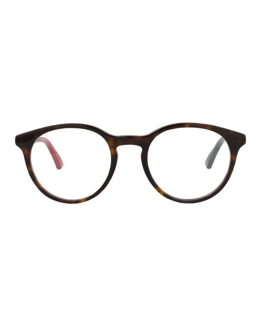 Gucci Brown Eyeglasses Round Full Rim, Dark Havana Frame And Clear Demo Lens Gg0406O006