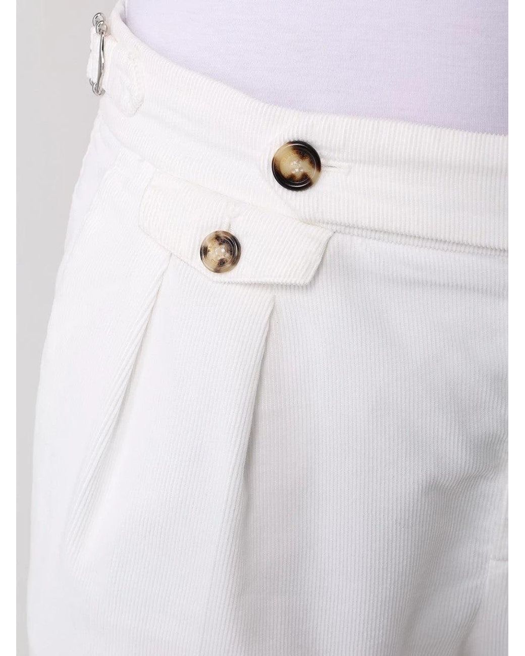 Brunello Cucinelli White Cotton Casual Pants for men