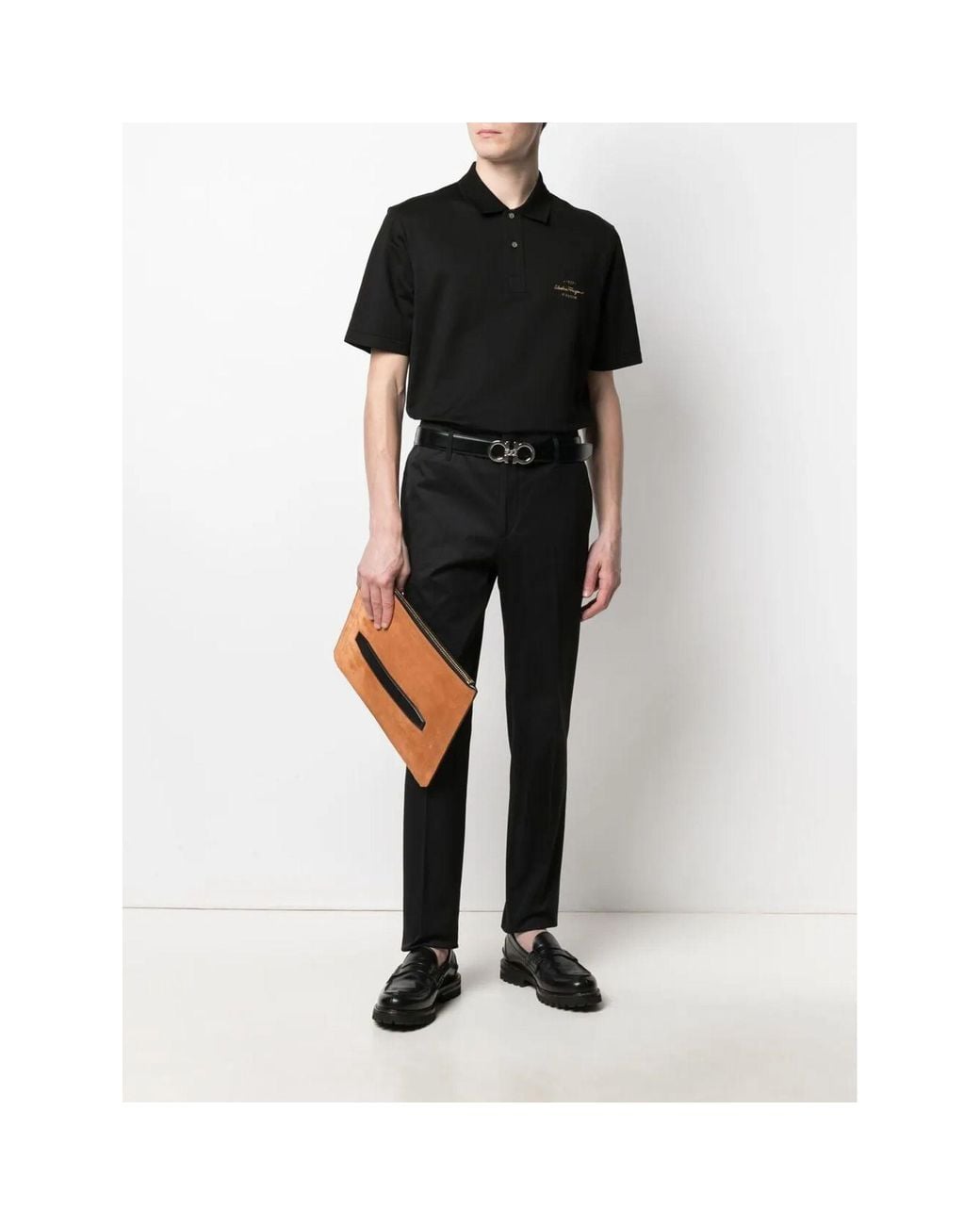 Ferragamo Black Slim-Fit Tailored Trousers for men