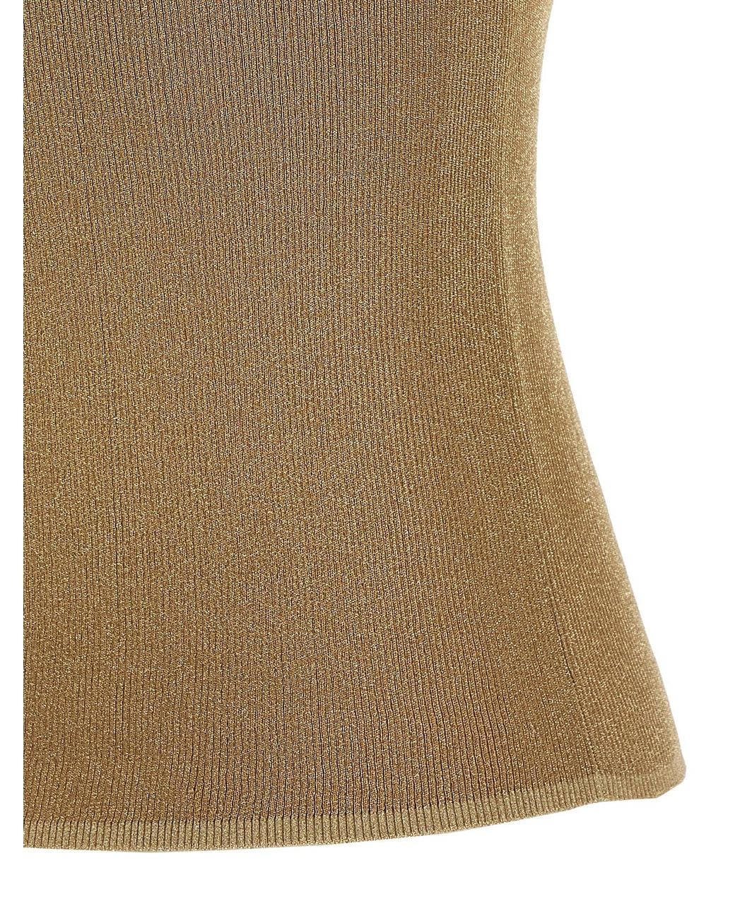 Max Mara Natural Metallic-Ribbed Technical Tank Top