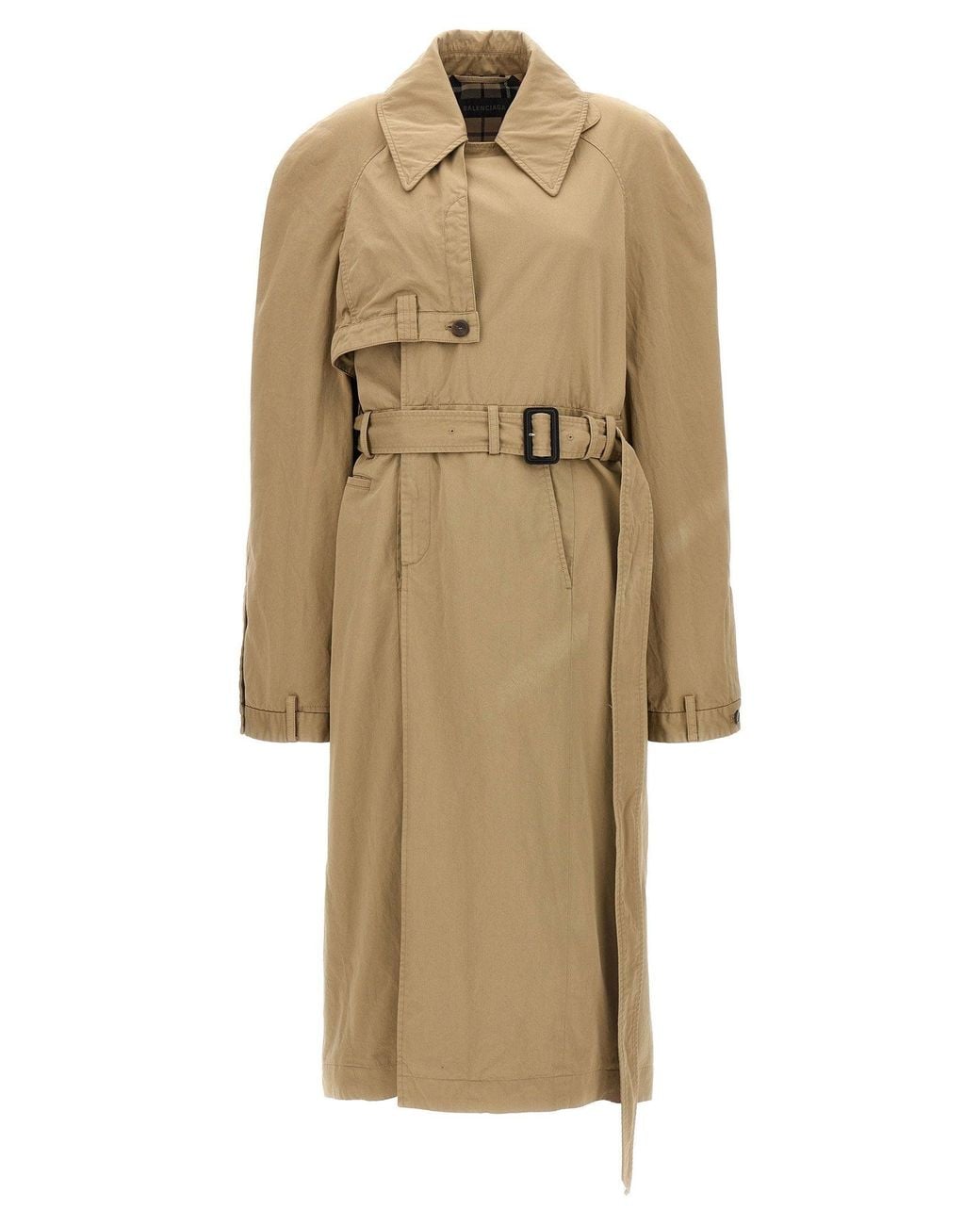 Balenciaga Natural Deconstructed Cotton Twill Trench Coat