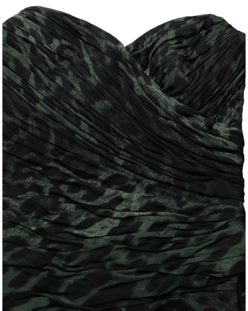 Dolce & Gabbana Black Green Leopard Print Bustier Draped Midi Dress