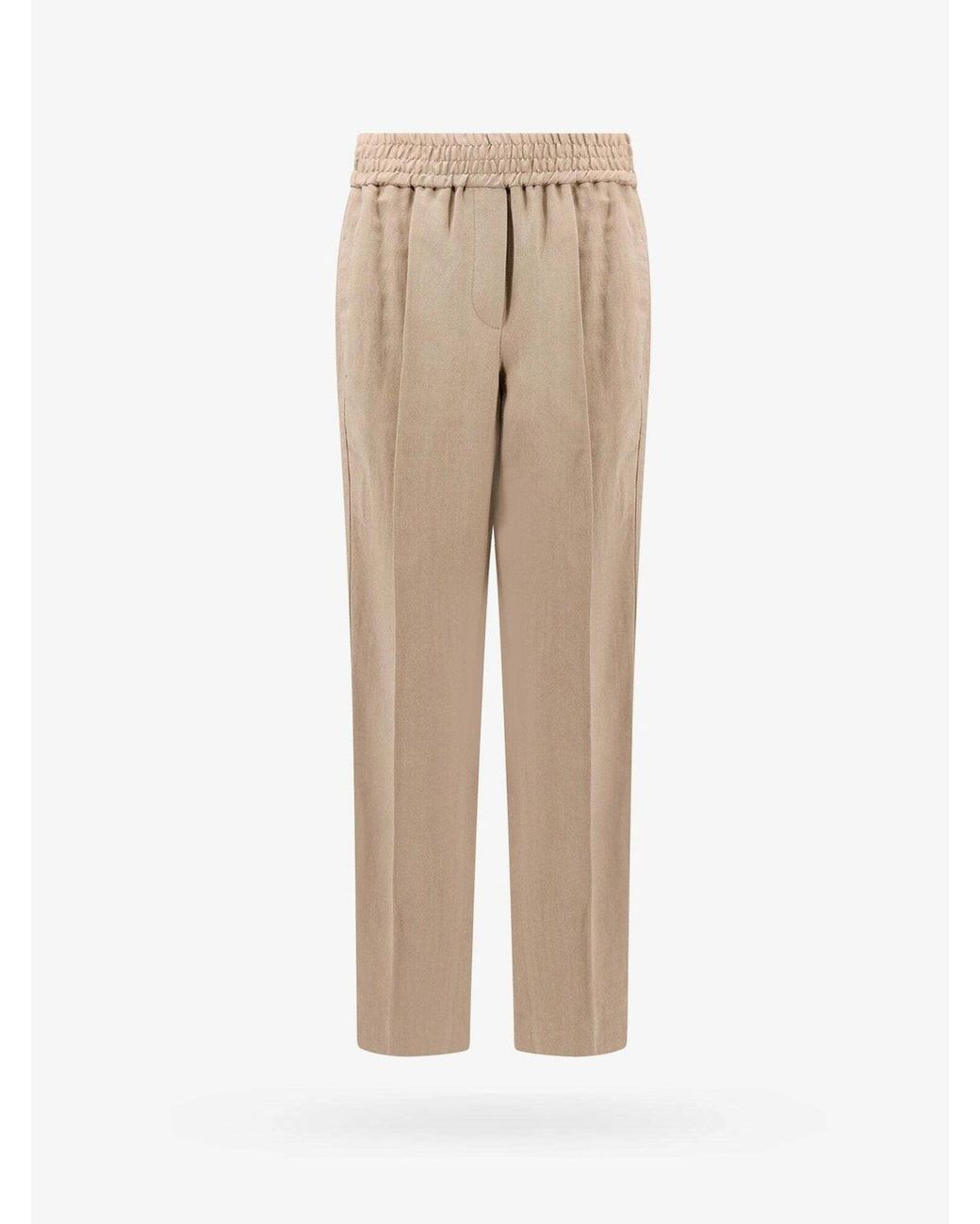 Brunello Cucinelli Natural Relaxed Linen Trousers