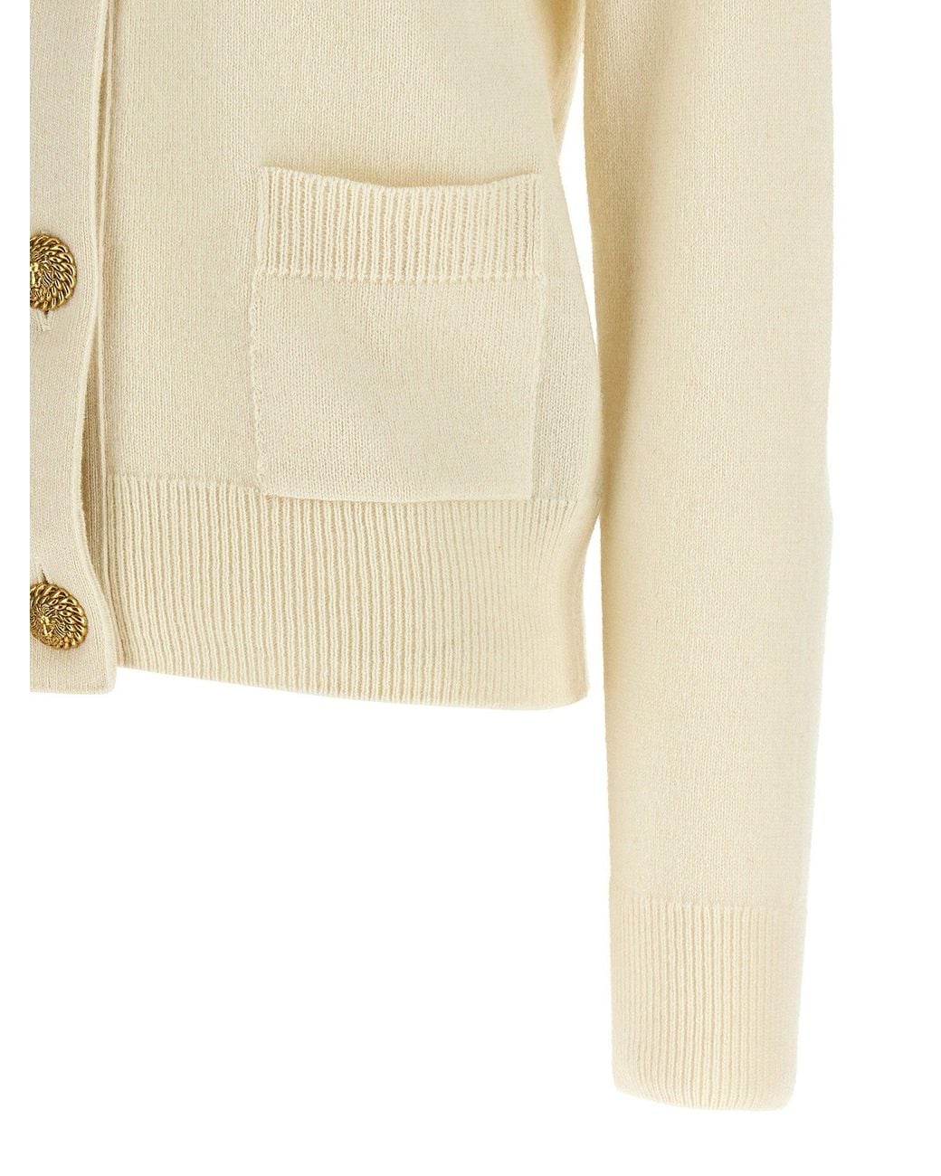 Balmain Natural Cashmere And Virgin Wool Blend Cardigan