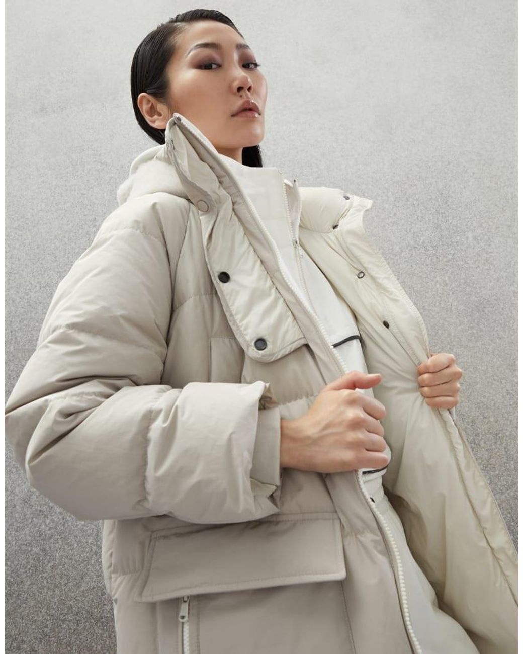 Brunello Cucinelli Gray Dove Long Padded Jacket Clothing