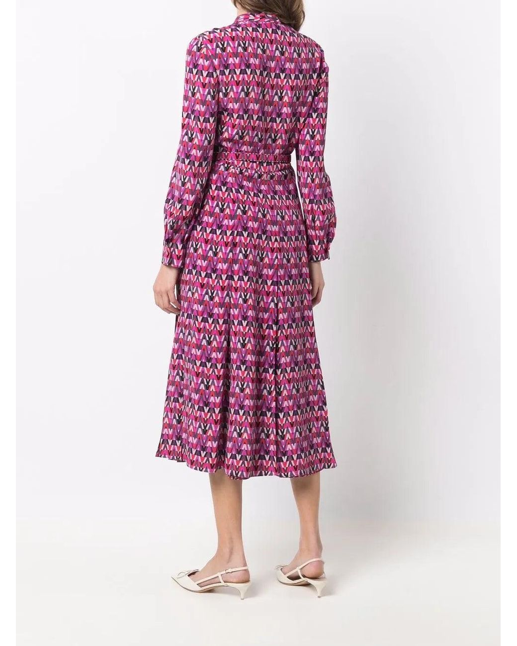 Valentino Purple Optical Print Shirtdress Clothing