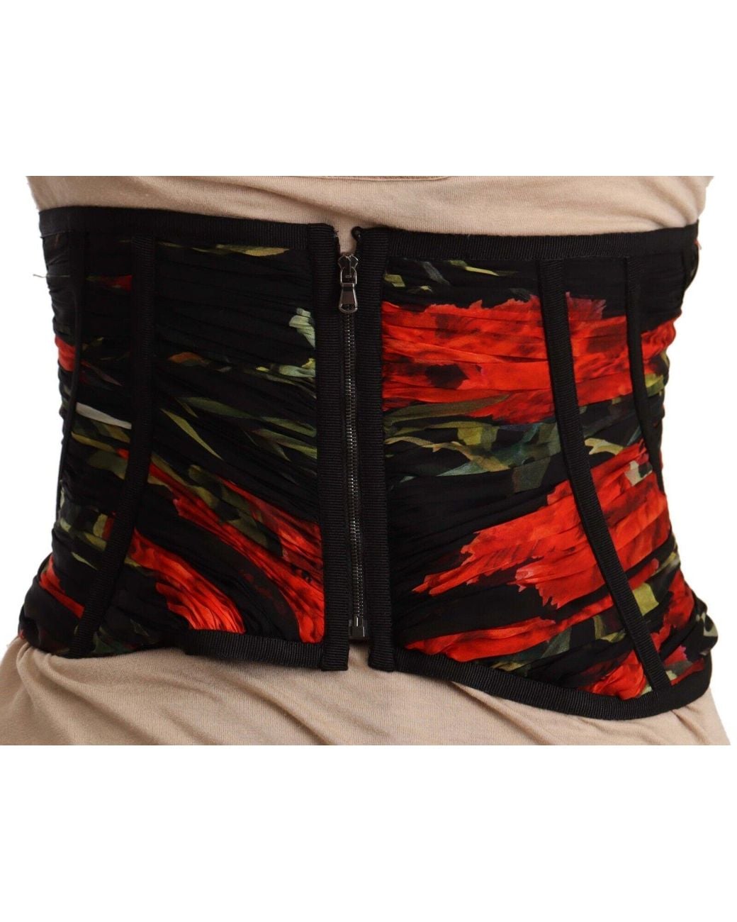 Dolce & Gabbana Black Elegant Silk Corset Belt Top