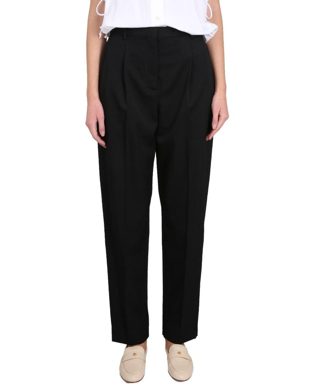 Tory Burch Black Wool Trousers With Concealed Closure