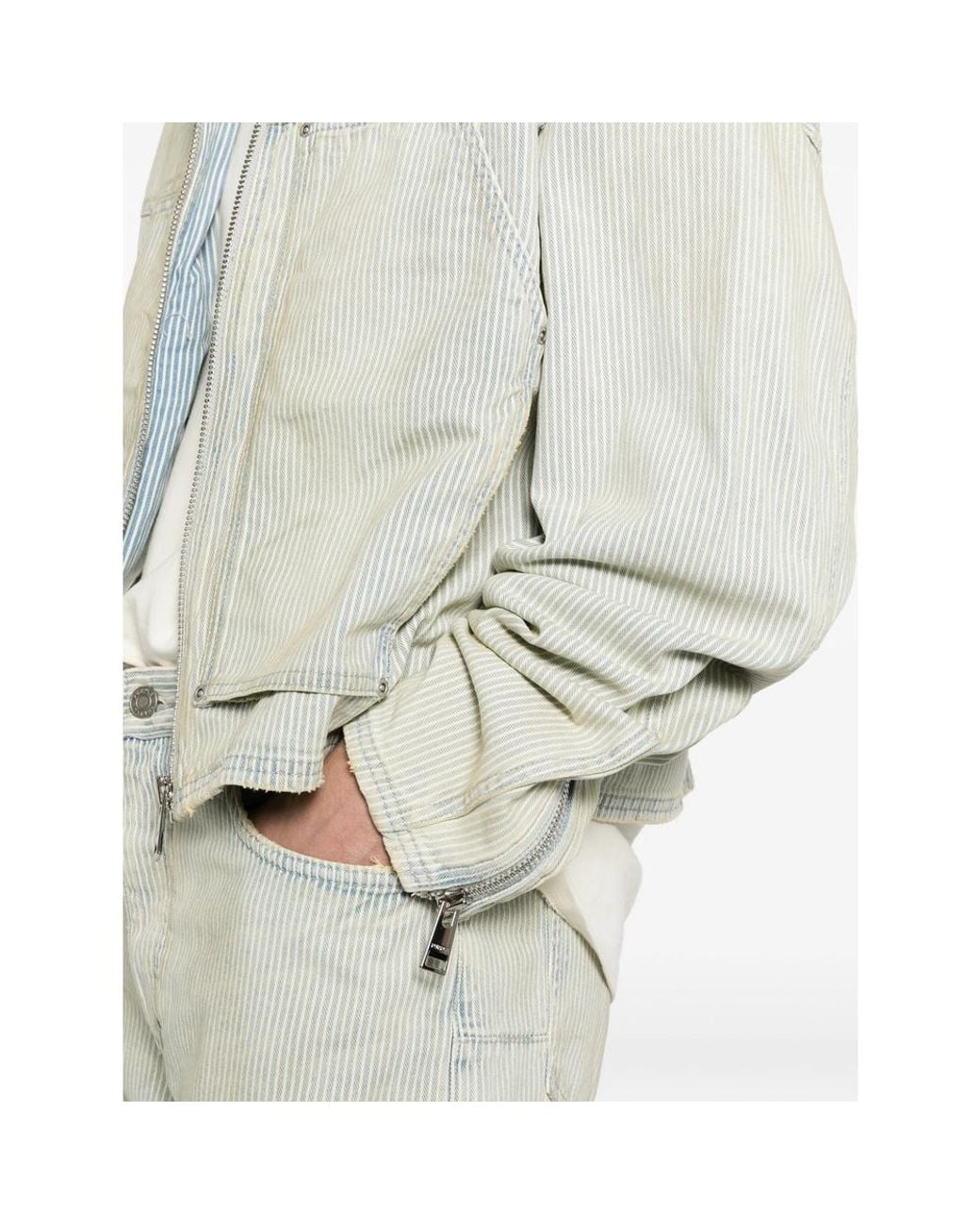 Purple Brand White Striped Zip Jacket for men