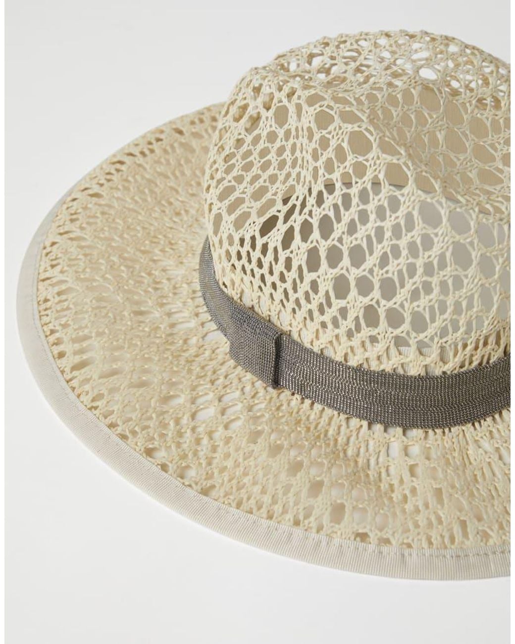 Brunello Cucinelli White Openwork Woven Hat