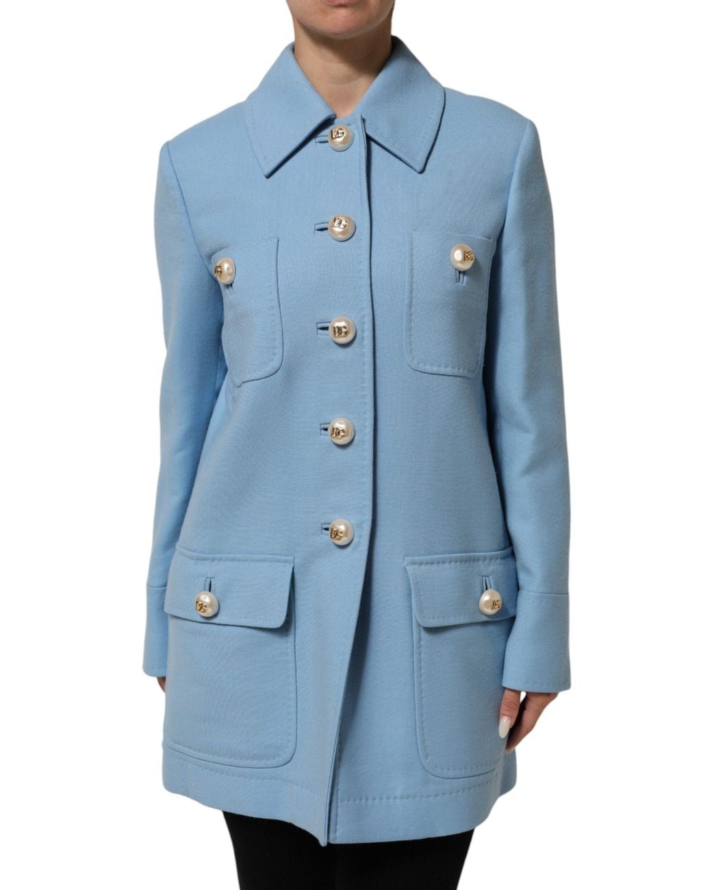 Dolce & Gabbana Blue Buttoned Down Trench Coat Jacket Clothing