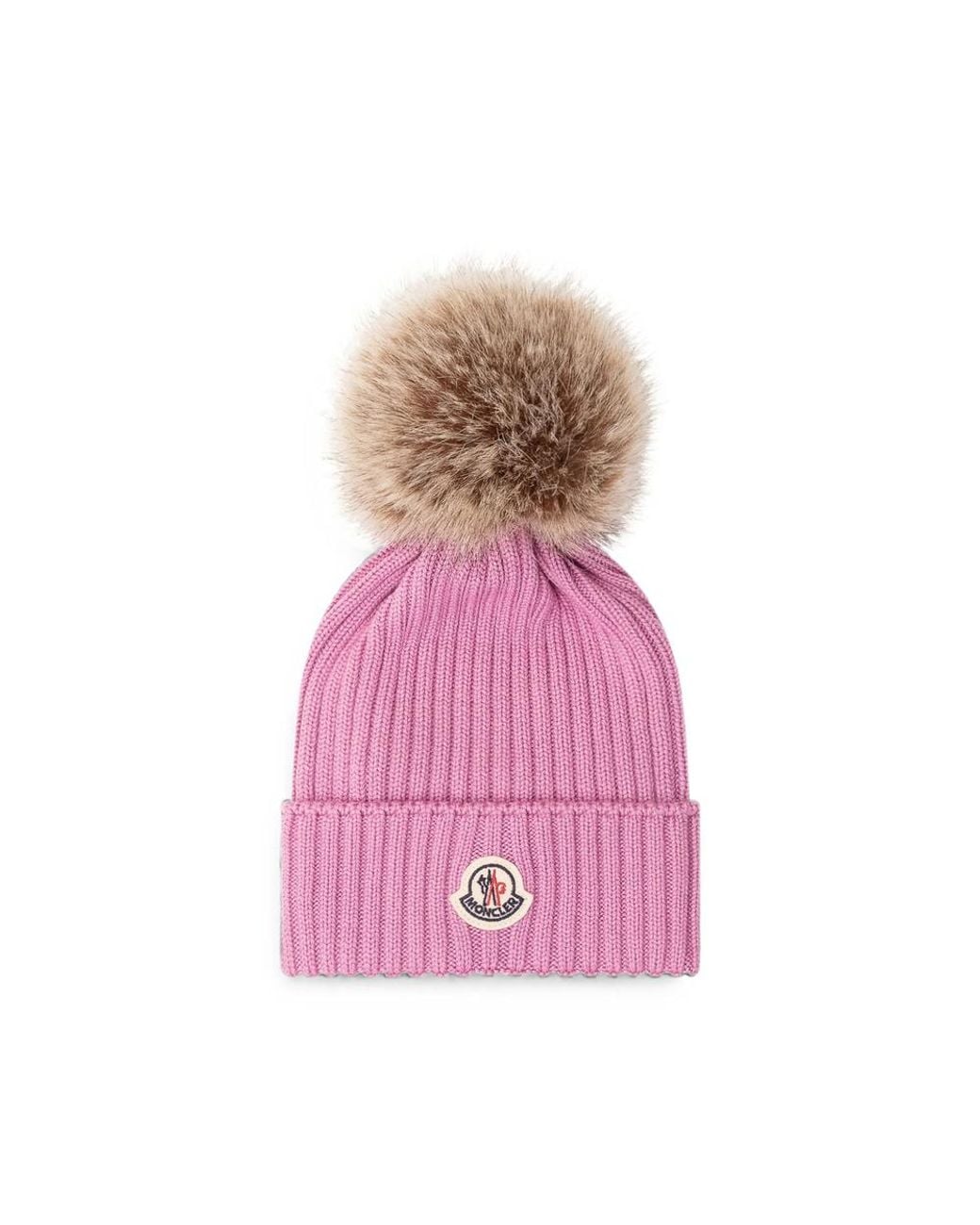 Moncler Pink Beanie Hat Virgin Wool
