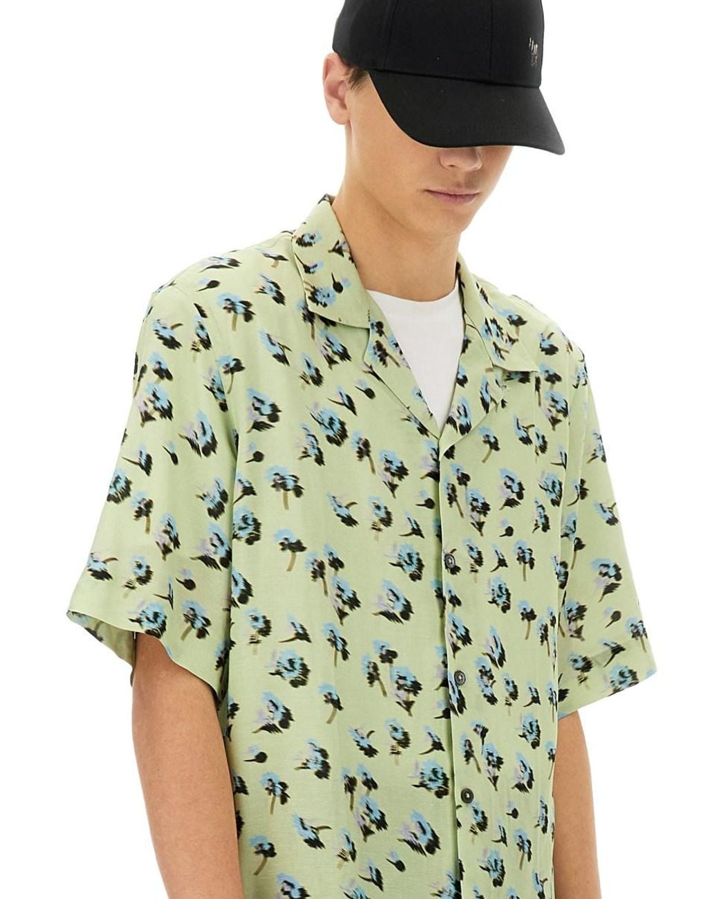 Paul Smith Green Bowling Shirt Viscose for men