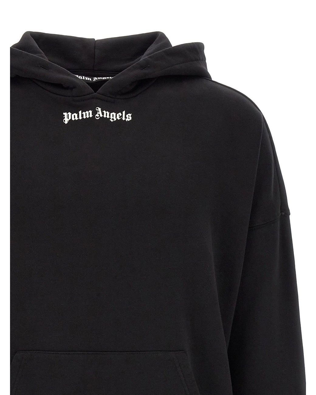 Palm Angels Blue Logo-Printed Brushed Cotton Hoodie