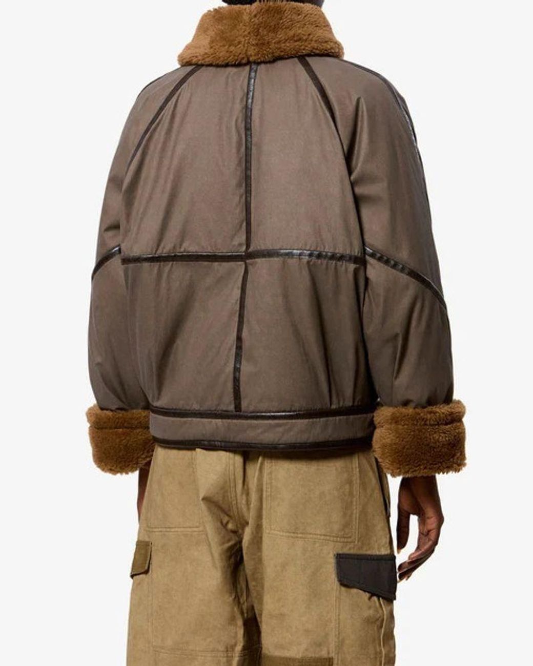 Isabel Marant Brown Marant Etoile Faux Fur-Trimmed Quilted Jacket — Taupe