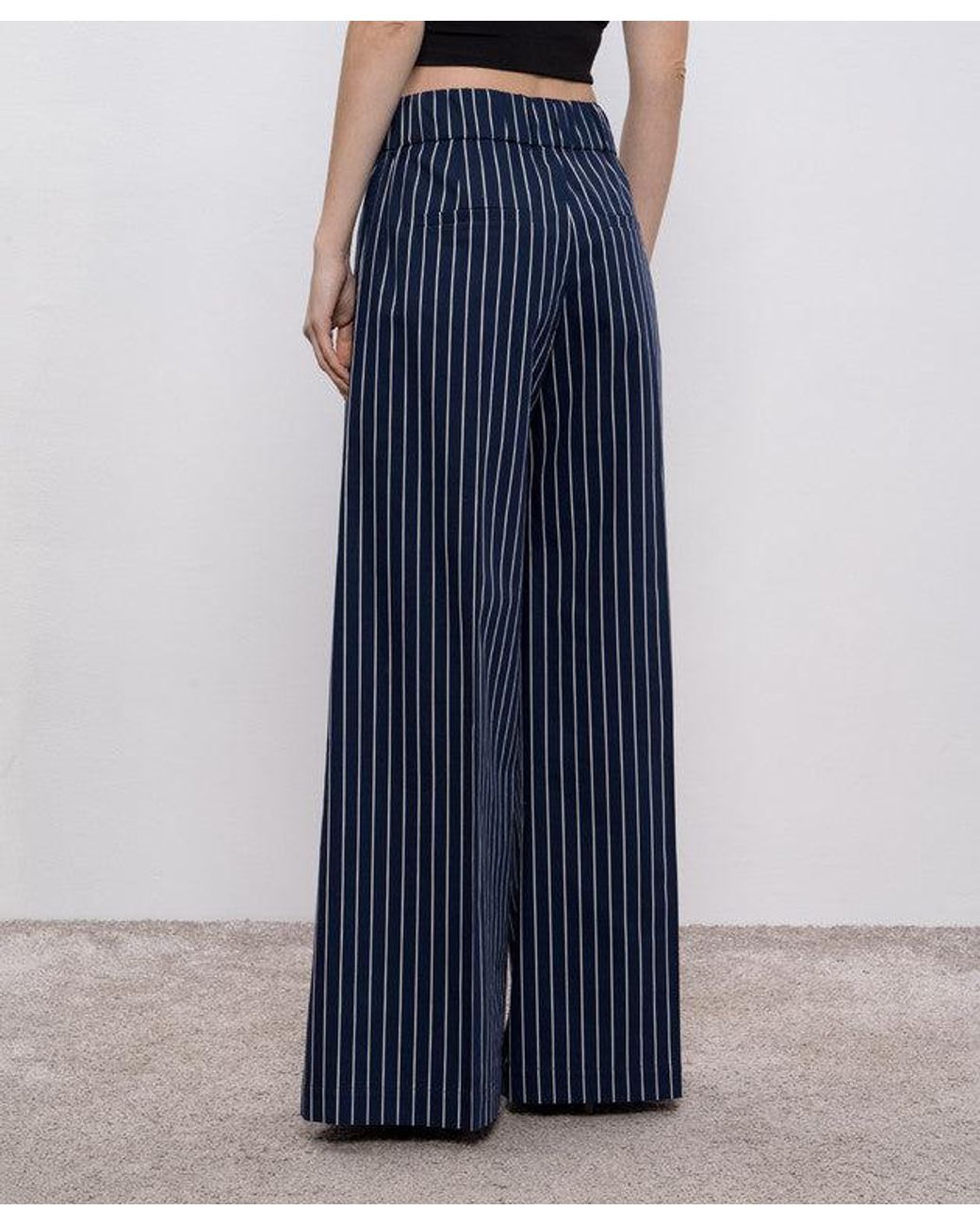 Brunello Cucinelli Blue Striped Wide Trousers