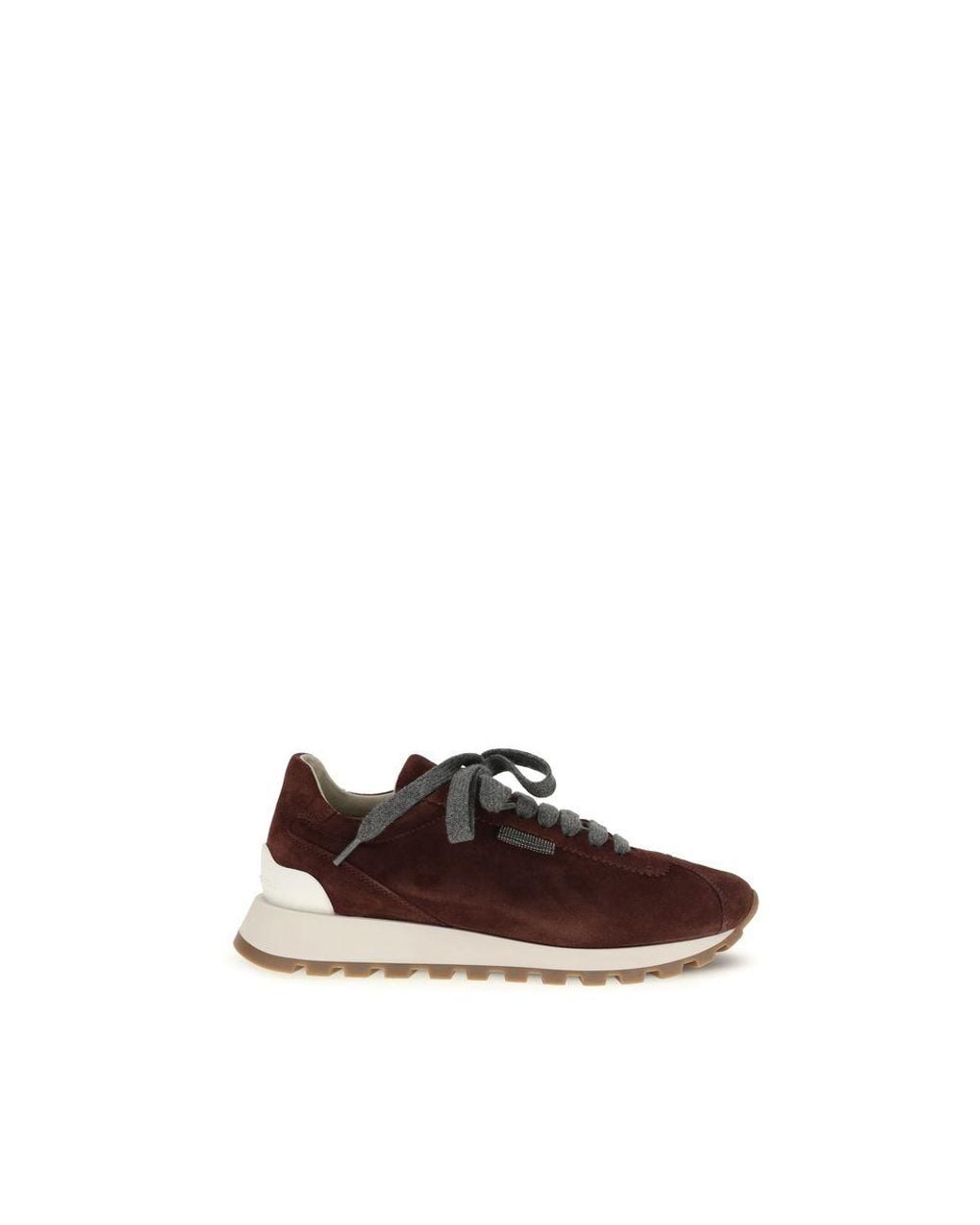 Brunello Cucinelli Brown Bordeaux Calf Leather Bos Taurus Athletic Sneakers