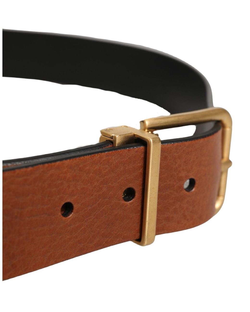 Dolce & Gabbana Brown Leather Metal Rings Buckle Belt for men