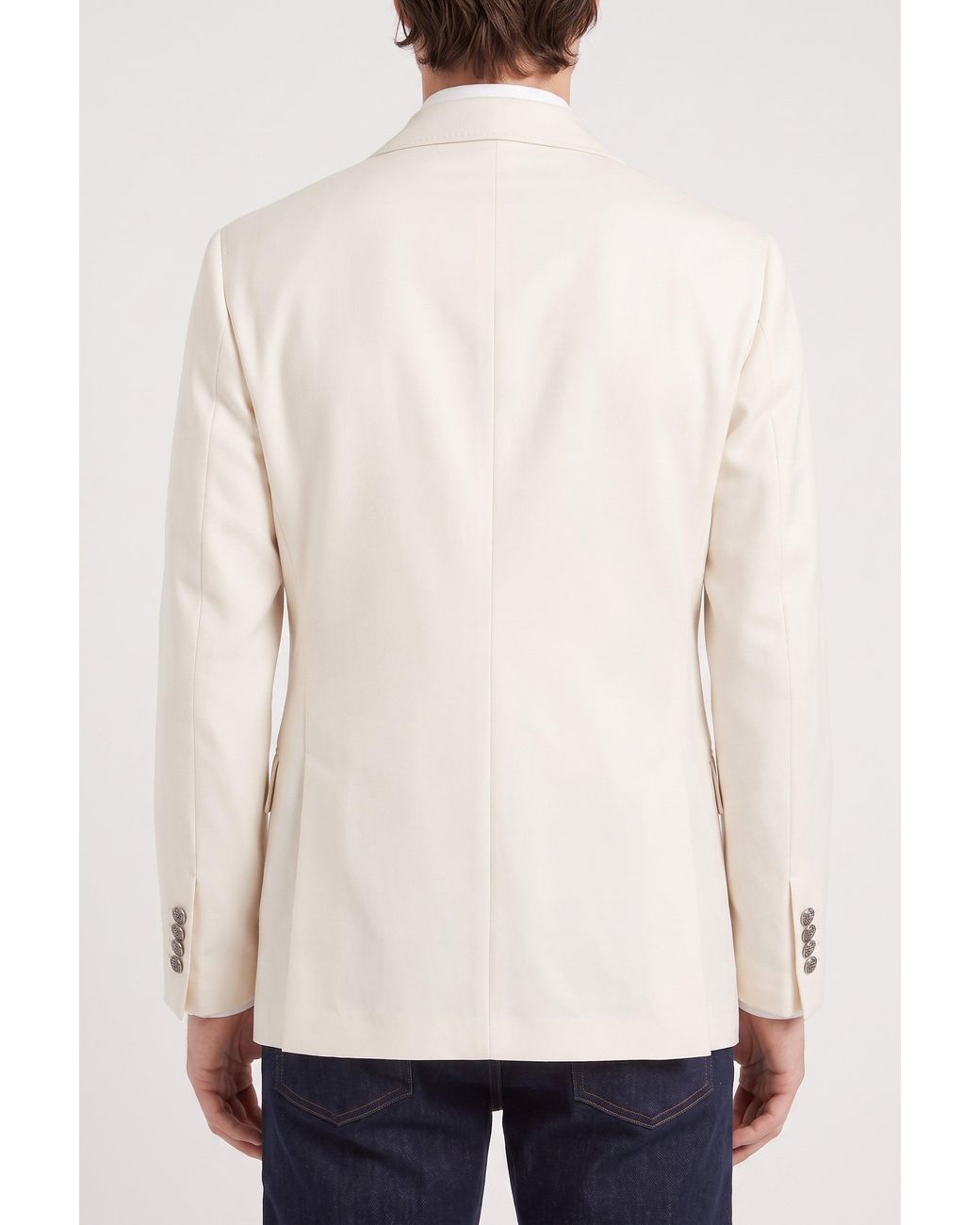 Brunello Cucinelli Natural Off Wool Cotton Blazer Clothing for men