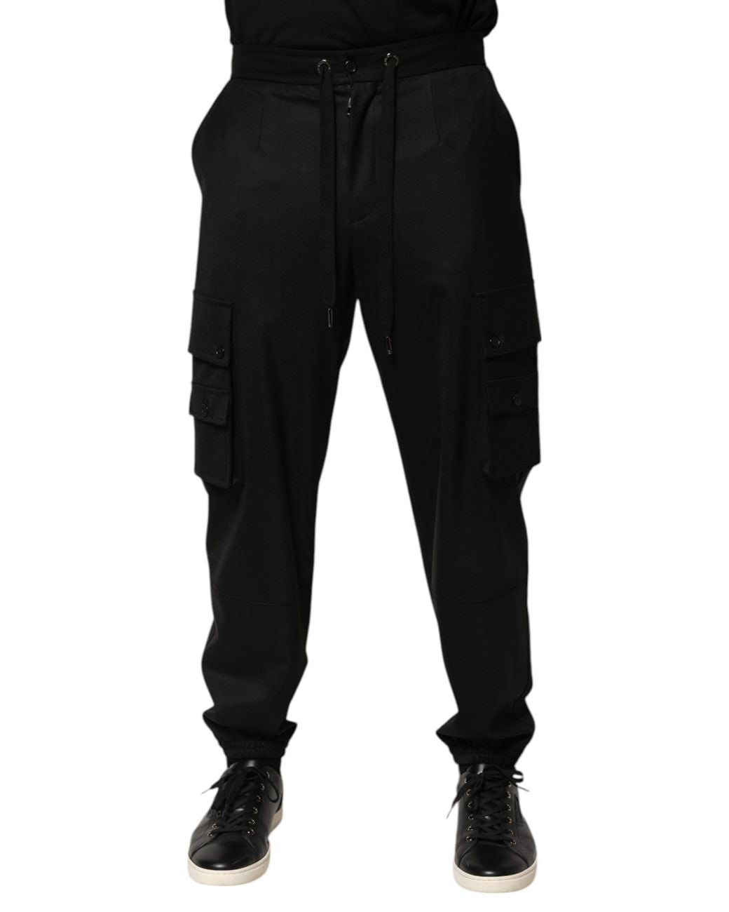 Dolce & Gabbana Black Cargo Pants Drawstring Waist for men