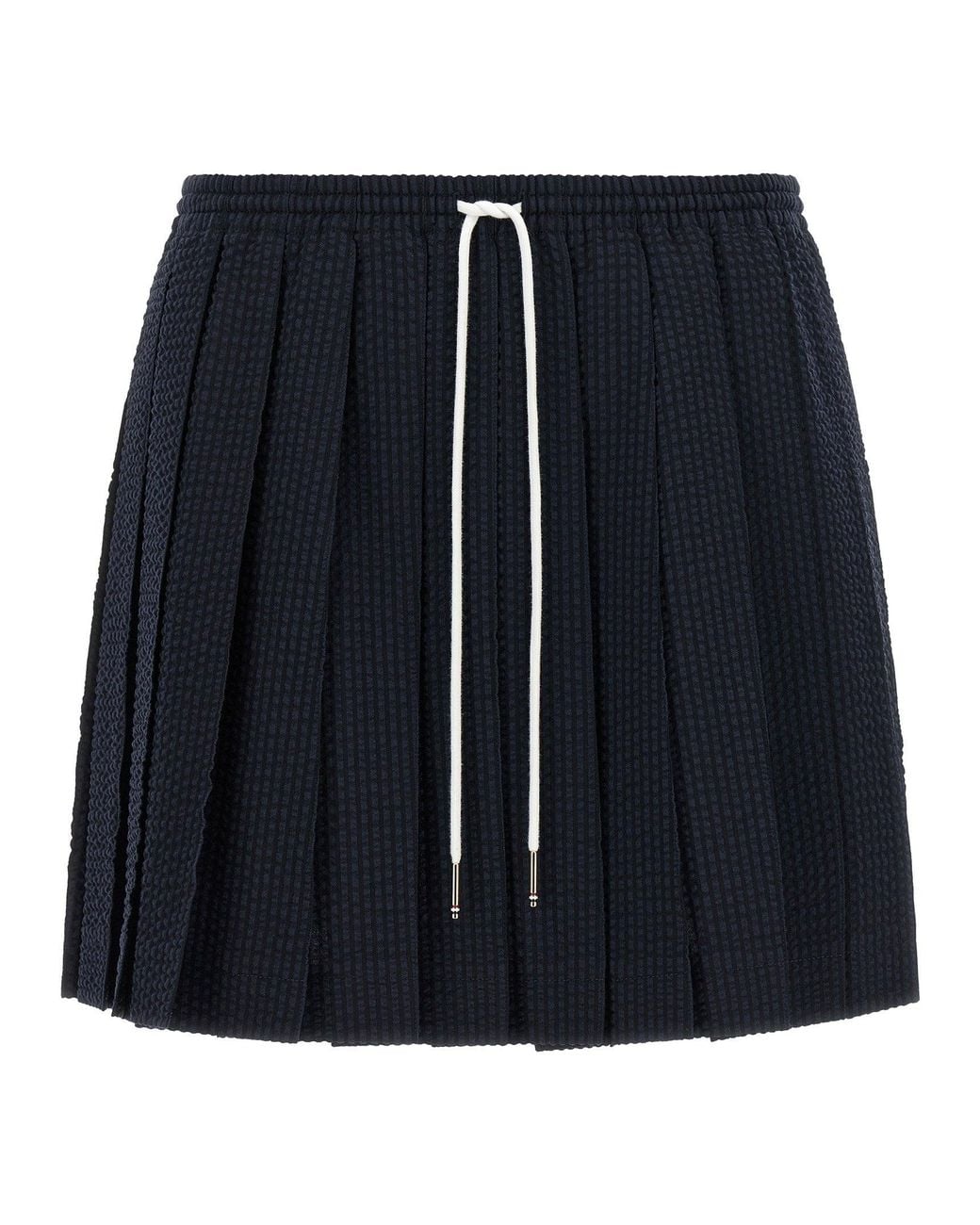 Thom Browne Blue Striped Wool Seersucker Skirt