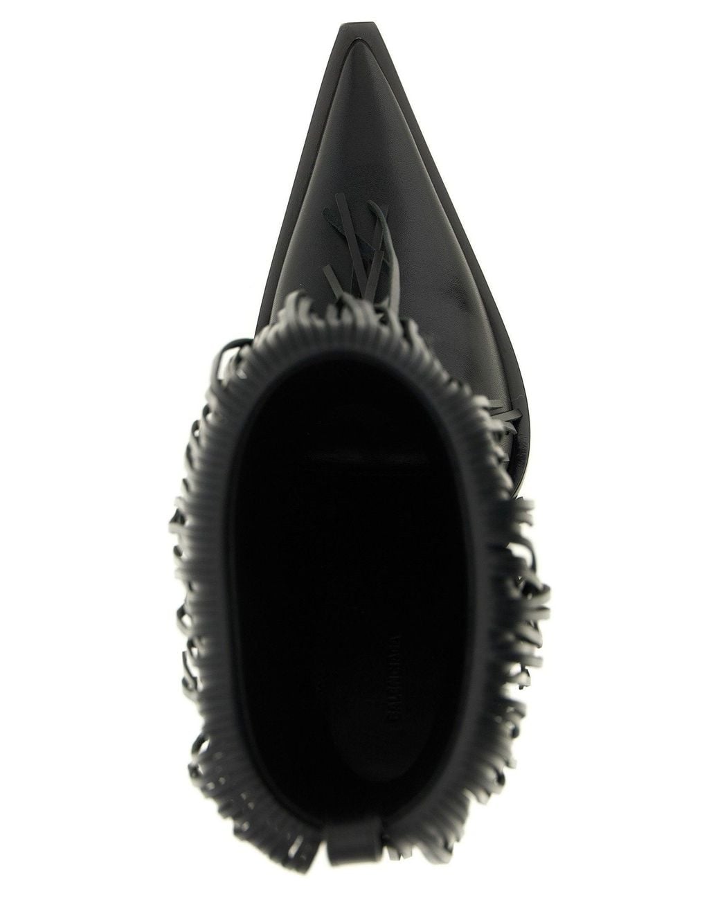 Balenciaga Black Fringe Leather Ankle Boot