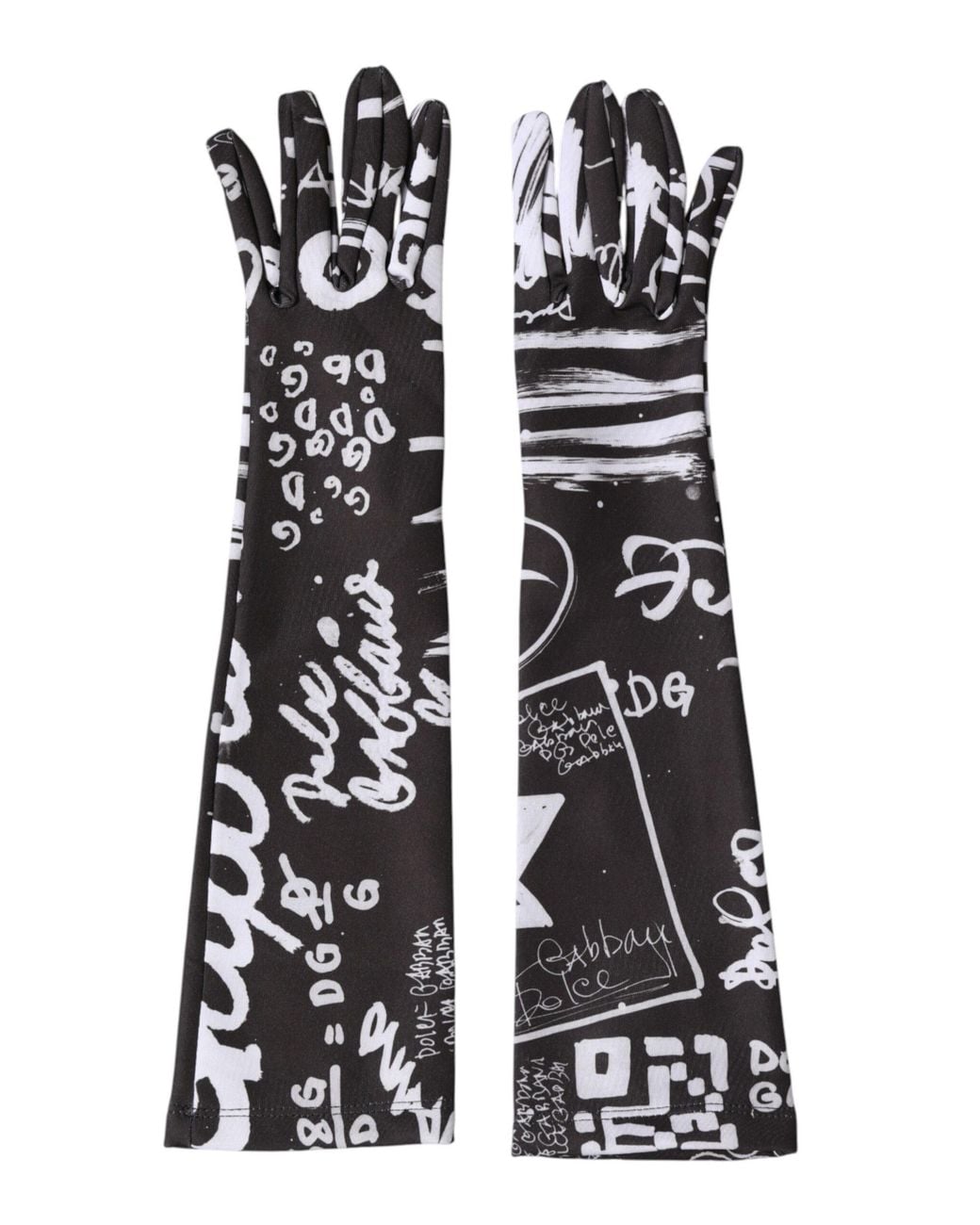 Dolce & Gabbana Black Dg Logo Elbow Length Mitten Gloves 10+Pl