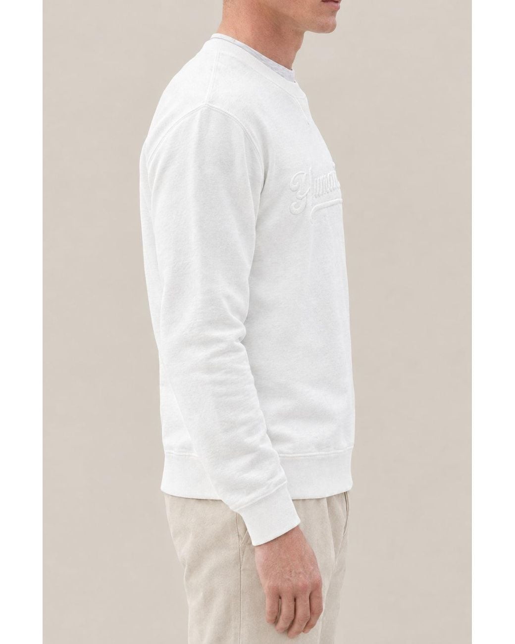 Brunello Cucinelli White Cotton Crew Neck Sweater Clothing for men