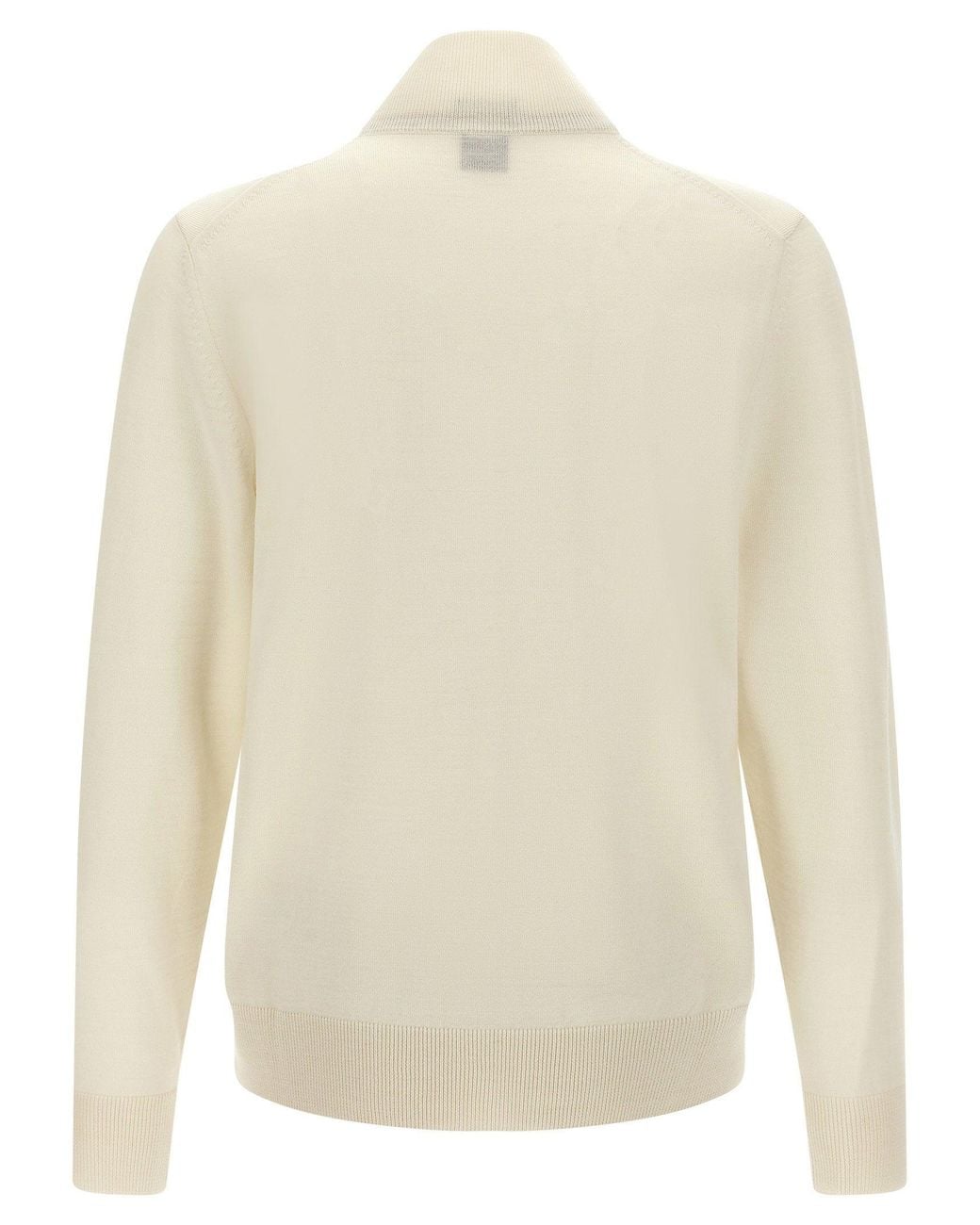 Boss White Virgin Wool Cardigan for men