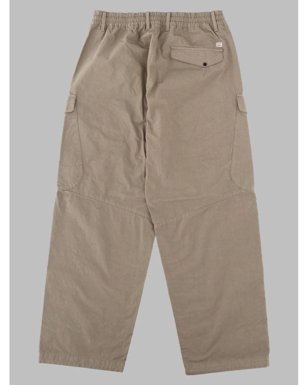C P Company Natural Cotton Satin Cargo Trousers for men