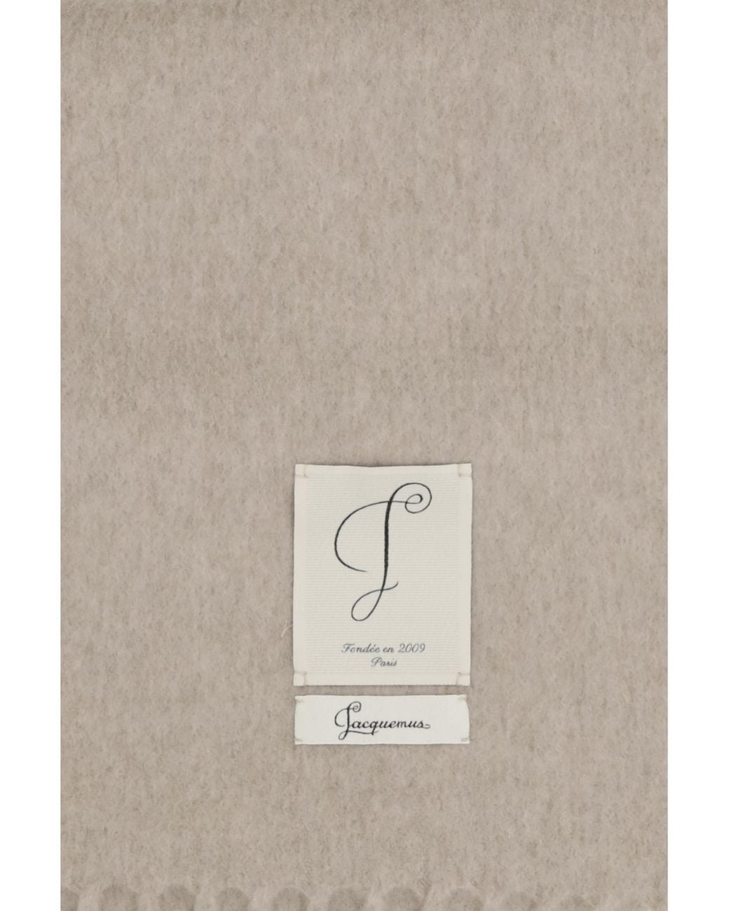 Jacquemus White Cavallo Fringed Scarf Fleece Wool Ovis Aries Hats E Hairbands for men