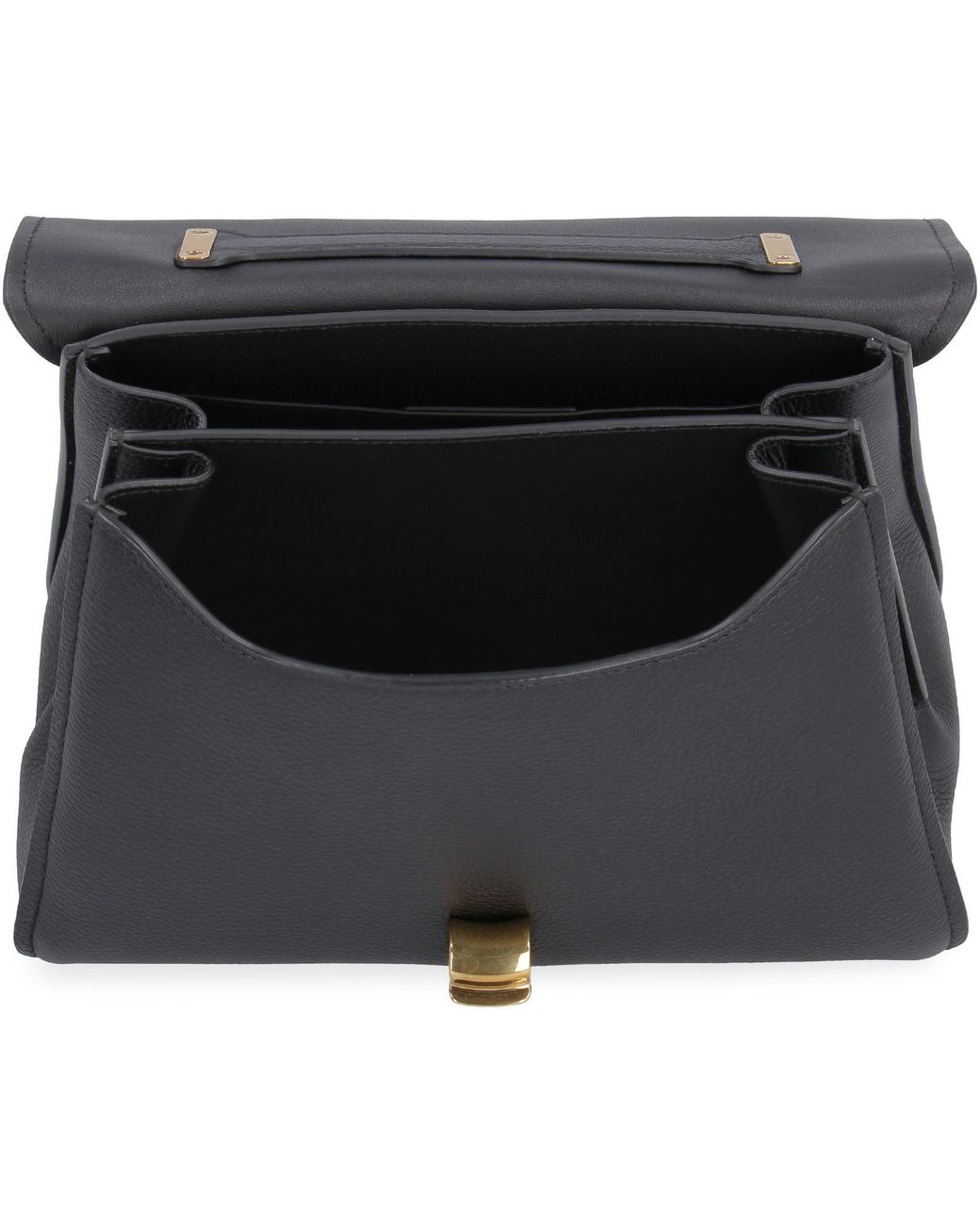 Ferragamo Black Gancini Pebbled Leather Handbag