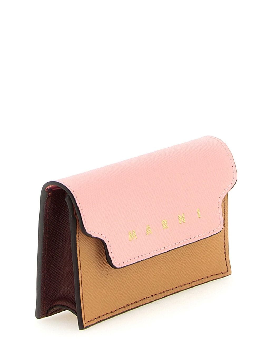 Marni Pink Logo-Embossed Saffiano Leather Card Case