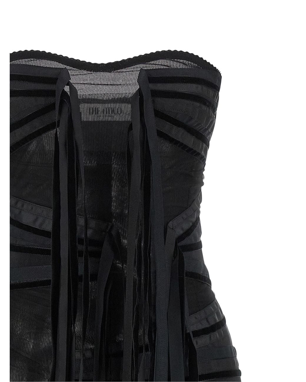 The Attico Black The Attico Tulle And Velvet Band Dress