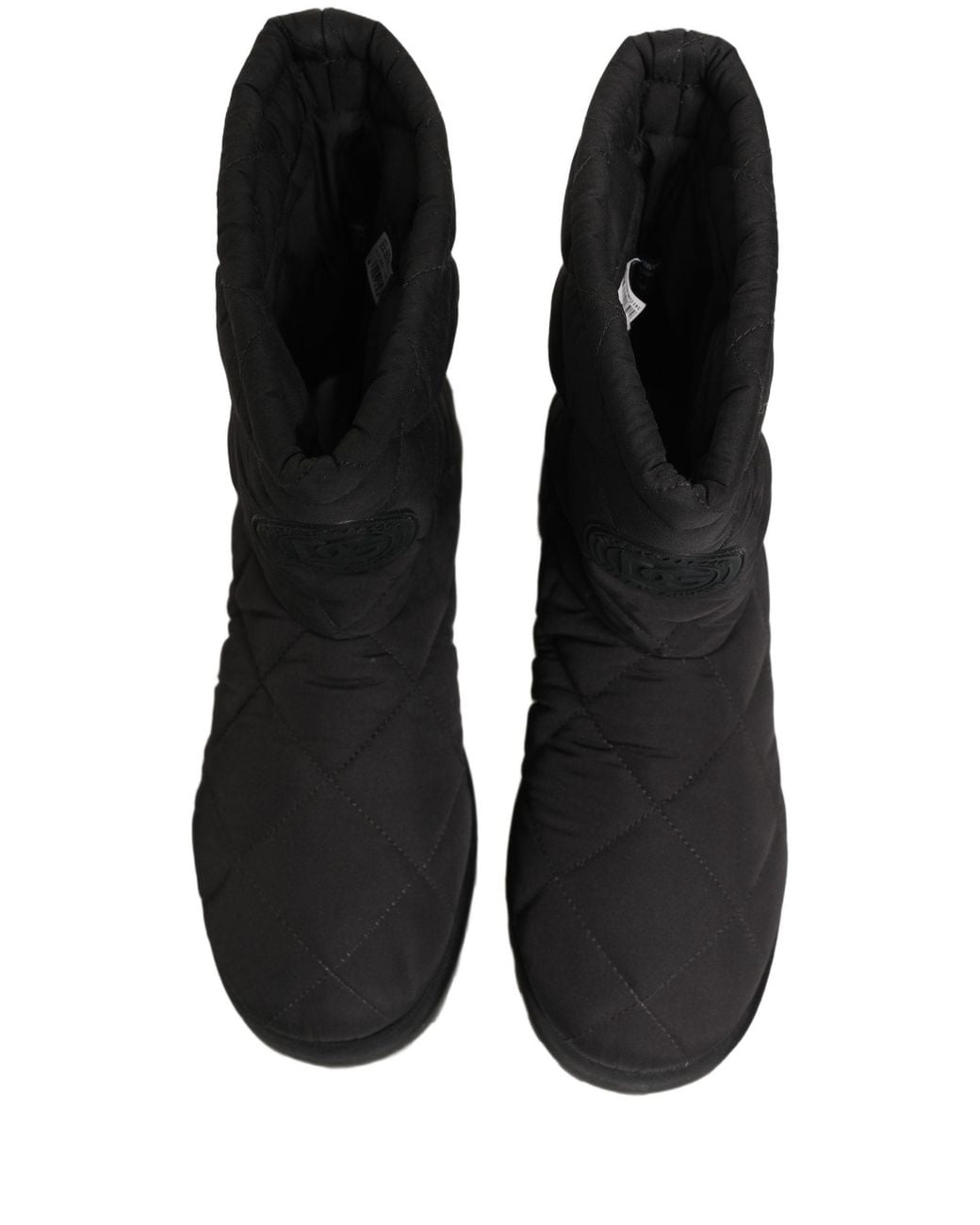 Dolce & Gabbana Black Quilted Effect Mid Calf Boots Shoes Polyester Viscose for men