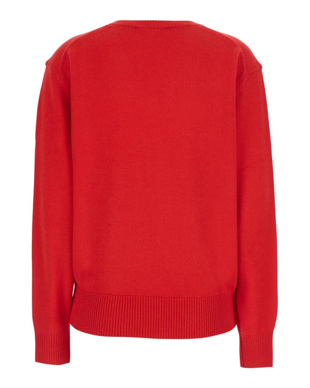 DUNST Red V-Neck Cashmere Sweater Wool Top