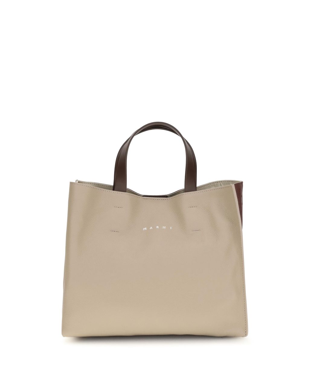 Marni Brown Tote Bag Museo Calf Leather Shoulder