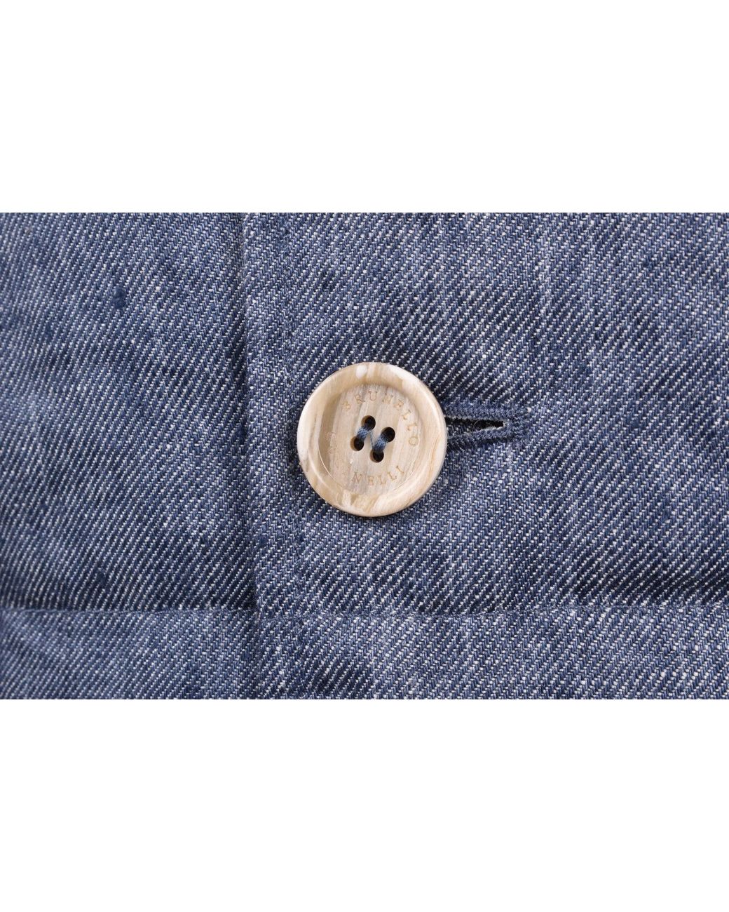 Brunello Cucinelli Blue Linen Button Down Vest for men