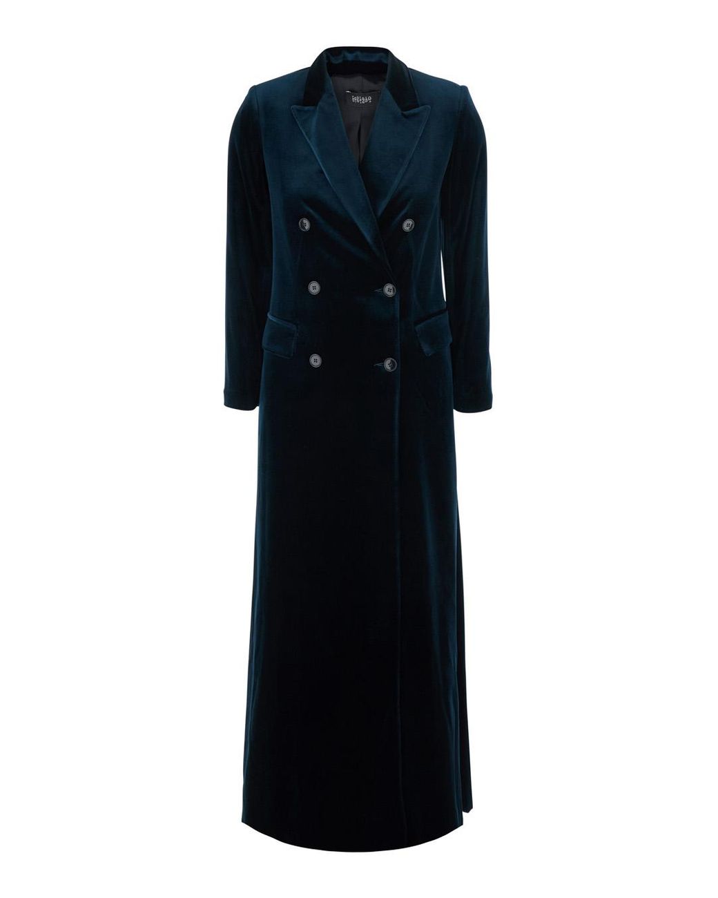 Le Plain Blue Jacket Double-Breasted Velvet Coat