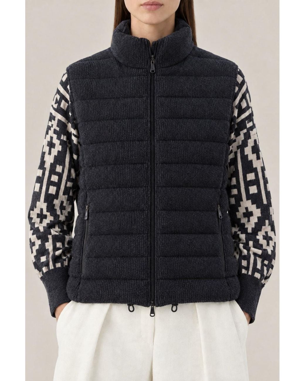 Brunello Cucinelli Black Stone Wool Quilted Jacket Clothing