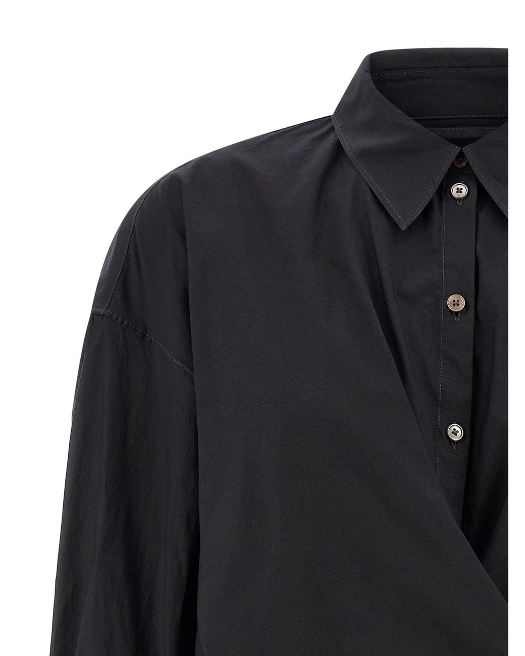 Lemaire Black Cotton-Silk Twisted Shirt