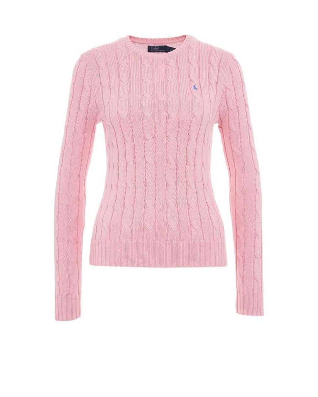 Polo Ralph Lauren Cable-knit Crewneck Sweater in Pink | Lyst