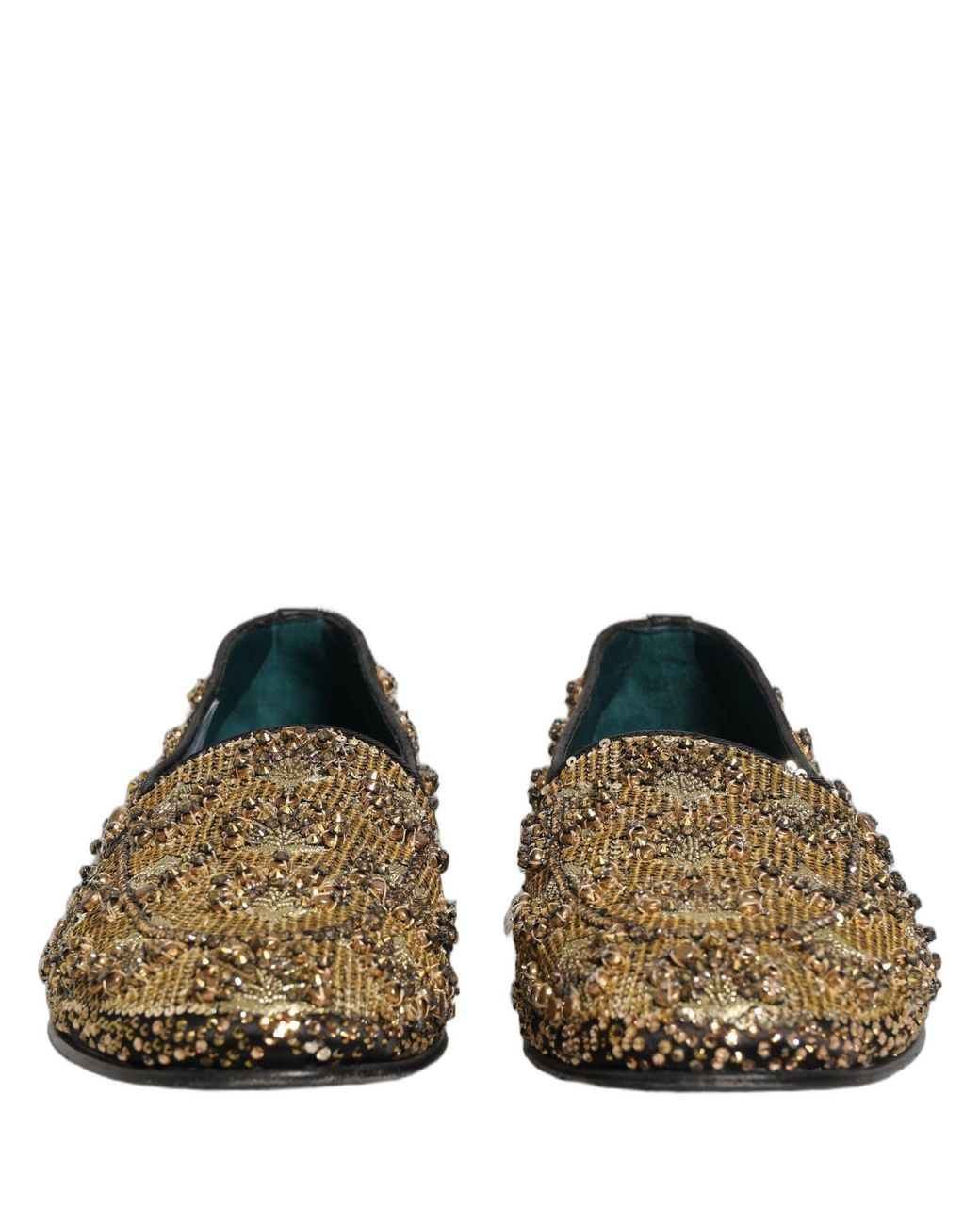 Dolce & Gabbana Black Sequin Embellished Dress Loafers Shoes Leather for men