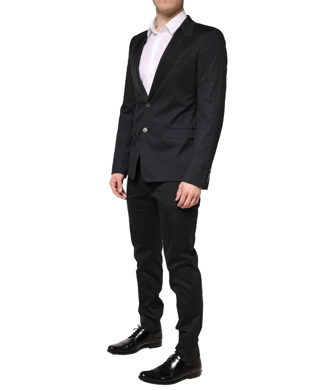 Dolce & Gabbana Black Cotton Single Breasted 2 Piece Suit Elastane Nylon Silk for men