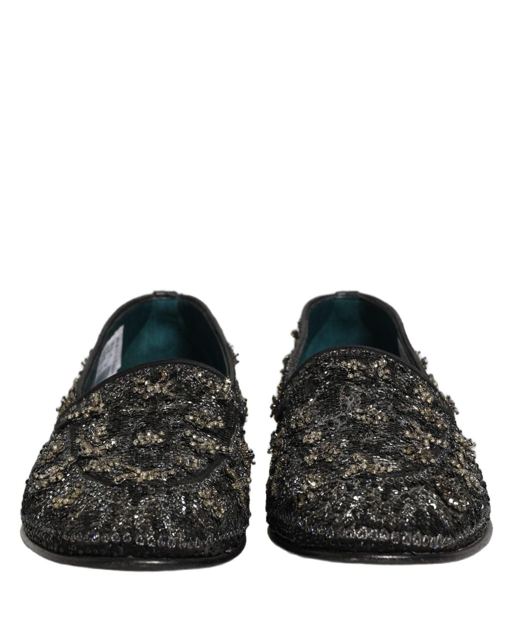 Dolce & Gabbana Black Dolce & Gabbana Rhinestone-Embellished Velvet Loafer for men