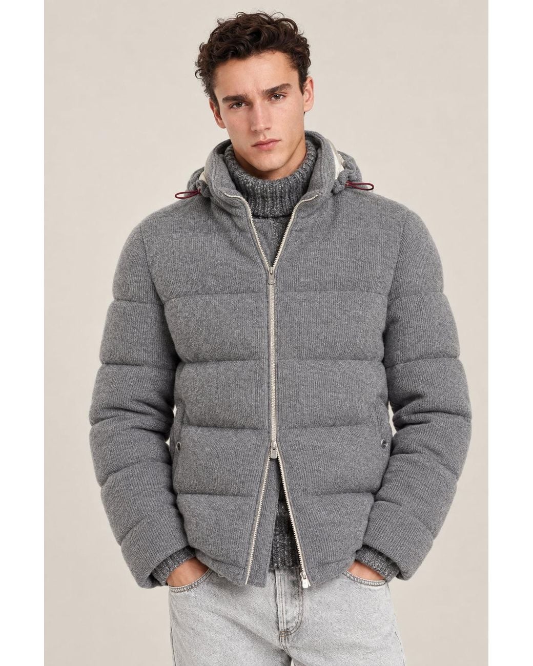 Brunello Cucinelli Gray Dark Wool Jacket Clothing for men