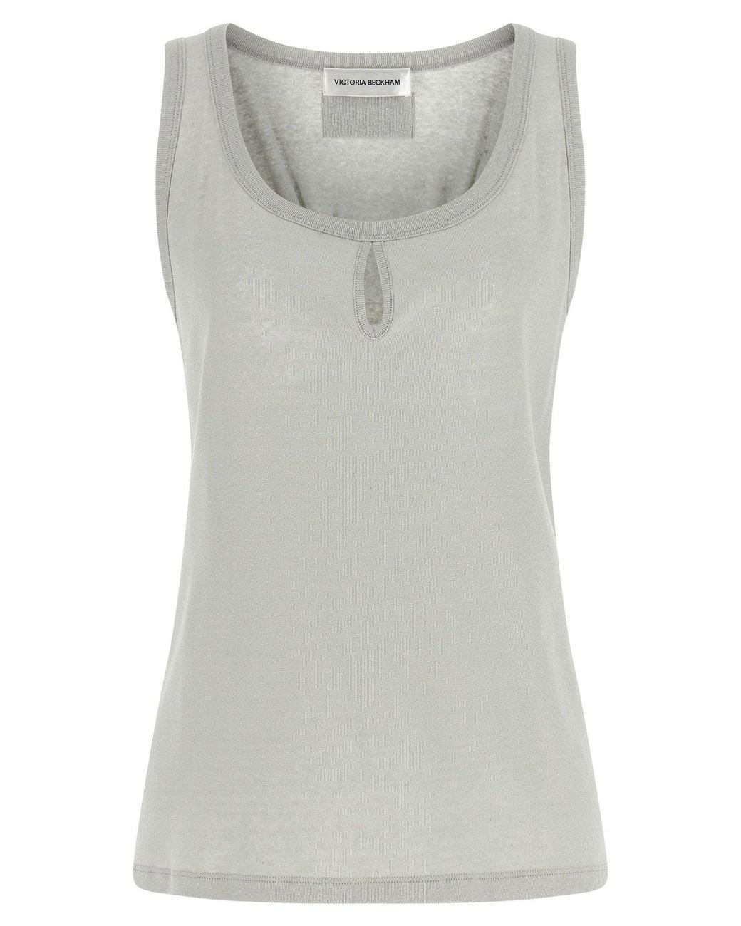 Victoria Beckham Gray Split-Front Cotton-Linen Tank Top