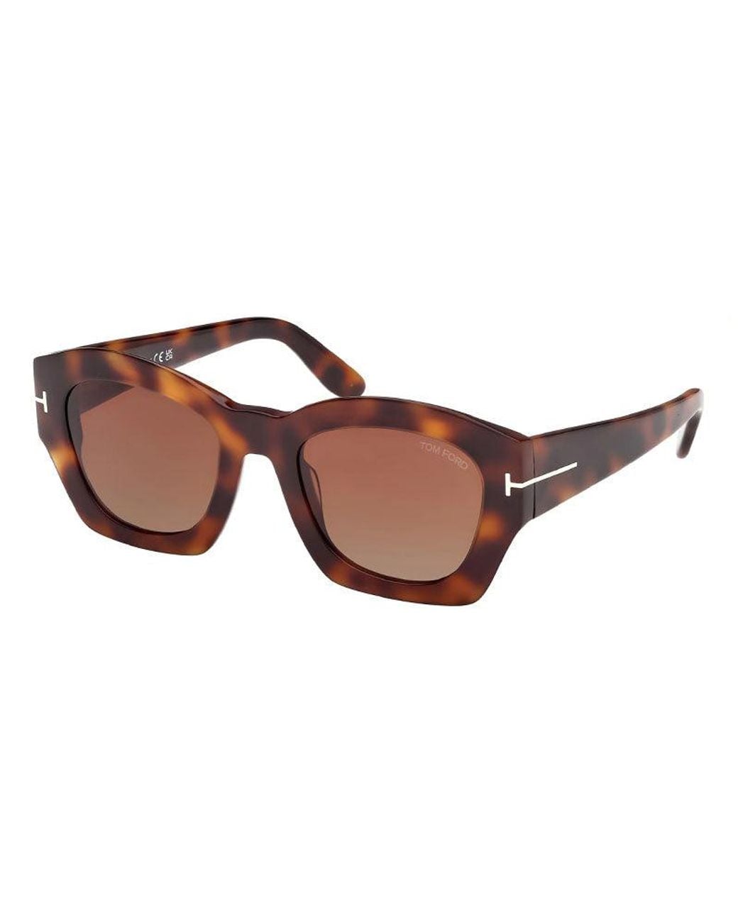 Tom Ford Brown Sunglasses Square Full Rim, Shiny Transparent Frame And Lens Ft108372E